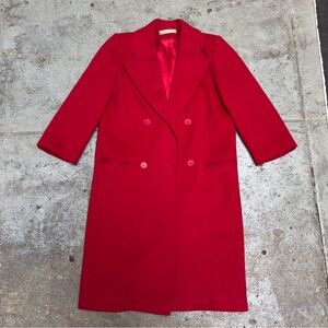 Vintage Perry Ellis Red Wool Trench Coat